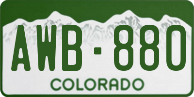 CO license plate AWB880