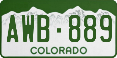 CO license plate AWB889