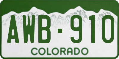 CO license plate AWB910