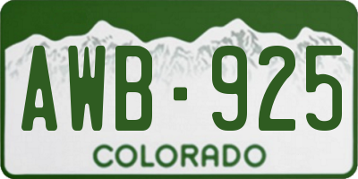 CO license plate AWB925