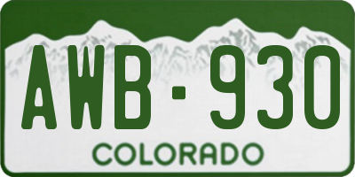 CO license plate AWB930