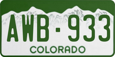 CO license plate AWB933