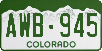 CO license plate AWB945