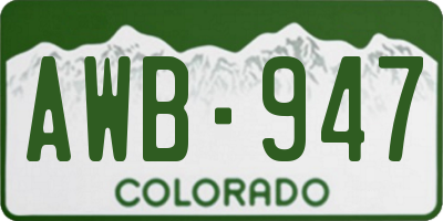 CO license plate AWB947