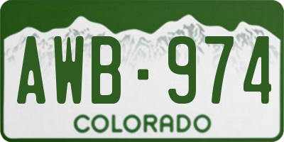 CO license plate AWB974