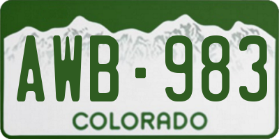 CO license plate AWB983