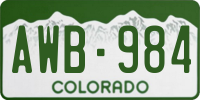CO license plate AWB984
