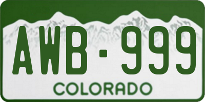 CO license plate AWB999