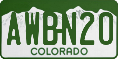 CO license plate AWBN20