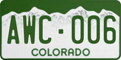 CO license plate AWC006
