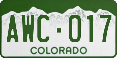 CO license plate AWC017