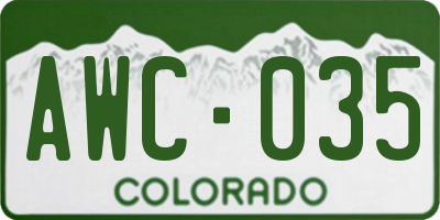CO license plate AWC035