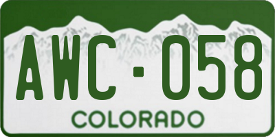 CO license plate AWC058