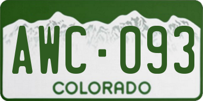 CO license plate AWC093