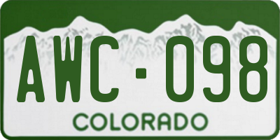CO license plate AWC098