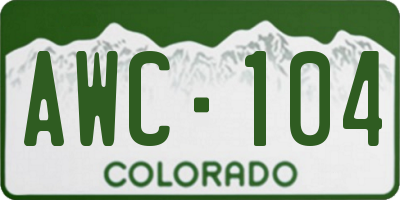 CO license plate AWC104
