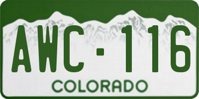 CO license plate AWC116