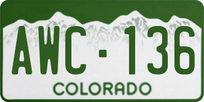 CO license plate AWC136