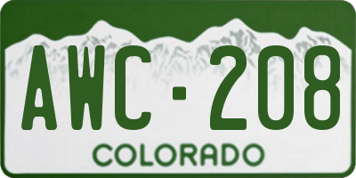 CO license plate AWC208
