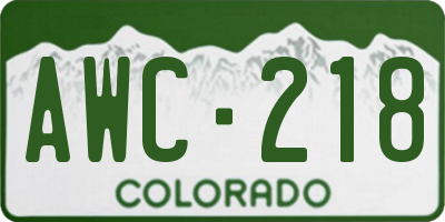 CO license plate AWC218