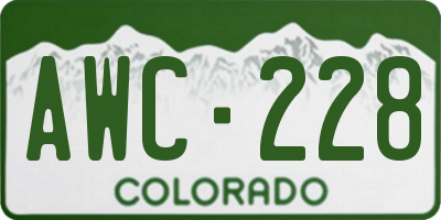 CO license plate AWC228