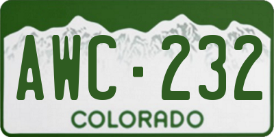 CO license plate AWC232