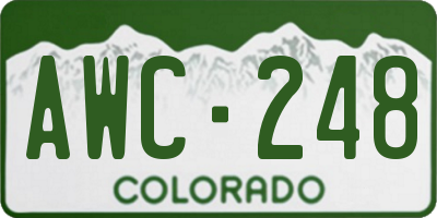 CO license plate AWC248
