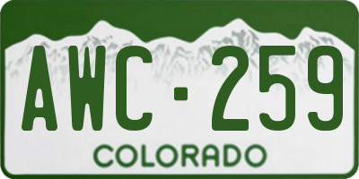 CO license plate AWC259