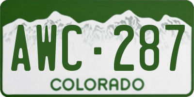 CO license plate AWC287