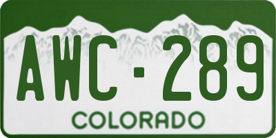 CO license plate AWC289