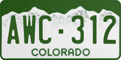 CO license plate AWC312