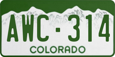 CO license plate AWC314
