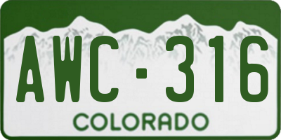 CO license plate AWC316