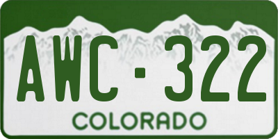 CO license plate AWC322