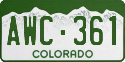 CO license plate AWC361