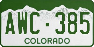 CO license plate AWC385