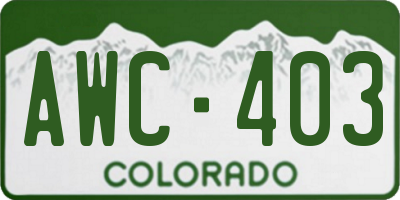 CO license plate AWC403