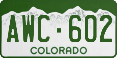 CO license plate AWC602