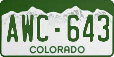 CO license plate AWC643