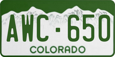 CO license plate AWC650