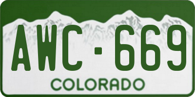 CO license plate AWC669