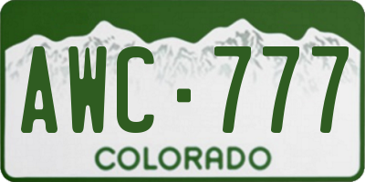 CO license plate AWC777