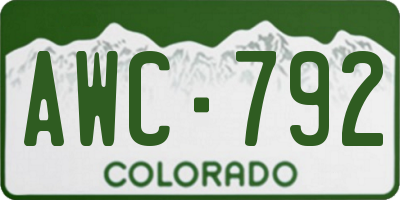 CO license plate AWC792