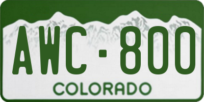 CO license plate AWC800