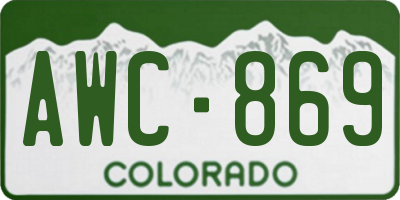 CO license plate AWC869