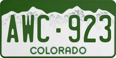 CO license plate AWC923