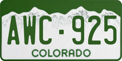 CO license plate AWC925
