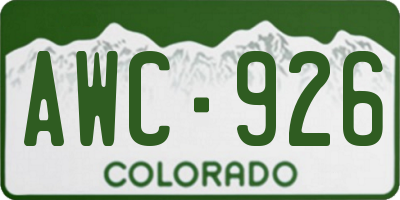 CO license plate AWC926