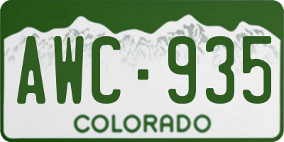 CO license plate AWC935
