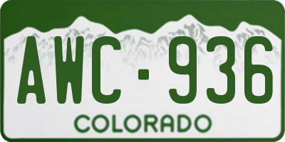 CO license plate AWC936
